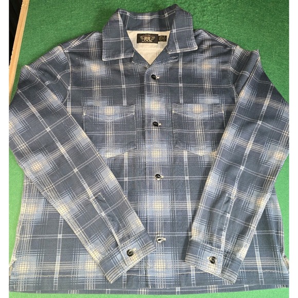 Ralph Lauren Double RL Jackets & Blazers - RRL Ralph Lauren 100% Cotton Plaid Button Long Sleeve Shirt WOMEN Size 2 Blue